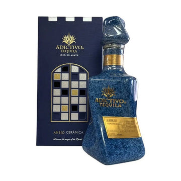 Adictivo Ceramic Blue Añejo Tequila - ForTequilaLovers.com