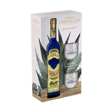 Corralejo Reposado Tequila with 2 Pina Rocks Glasses Gift Set - ForTequilaLovers.com